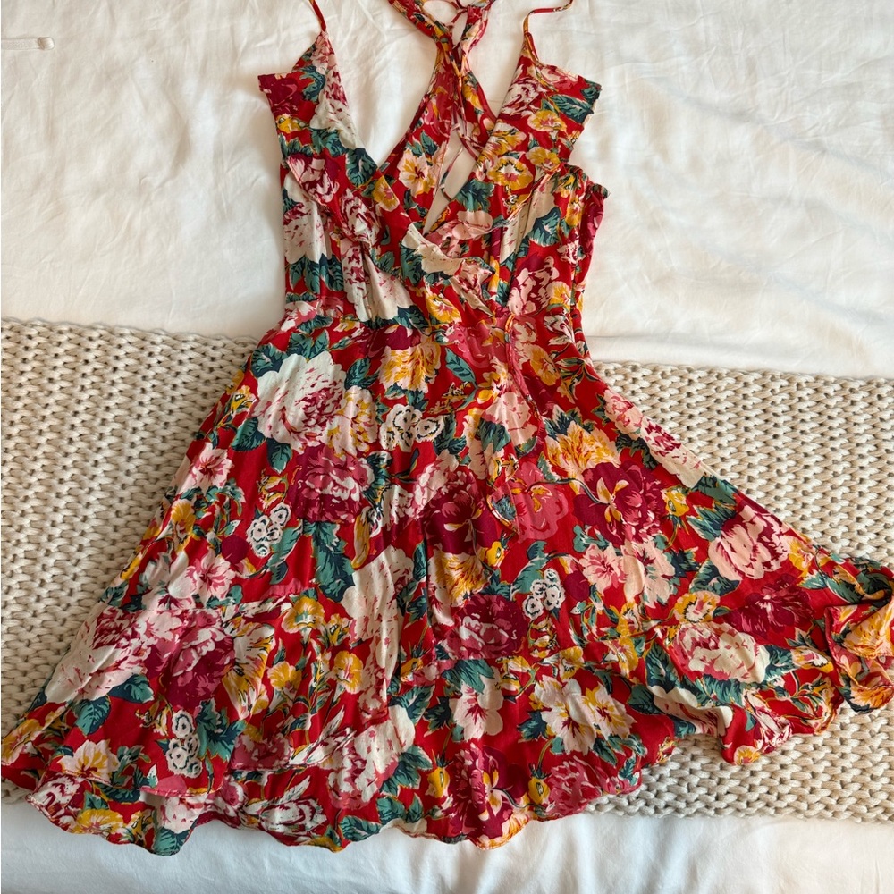 Anthropologie Floral wrap spaghetti strap Dress